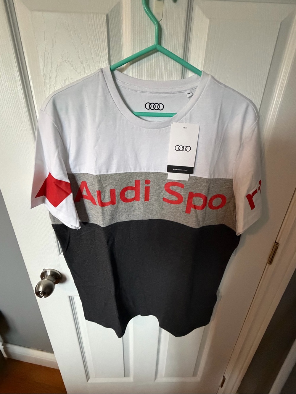 Audi Sport Colorblock Short Sleeve Tee - White/Grey/Black
